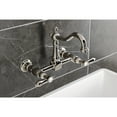 thumbnail image 2 of Kingston Brass KS1266BAL Heirloom Double-Handle Wall-Mount Bridge Kitchen Faucet, Polished Nickel, 2 of 7