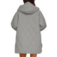 thumbnail image 2 of MAWCLOS Ladies Hood Jacket Long Sleeve Coats Hooded Quilted Jackets Mid Length Work Diamond Coat Grey S, 2 of 3