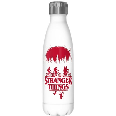 

Stranger Things Black and Red Main Poster Stainless Steel Water Bottle White 17 oz.