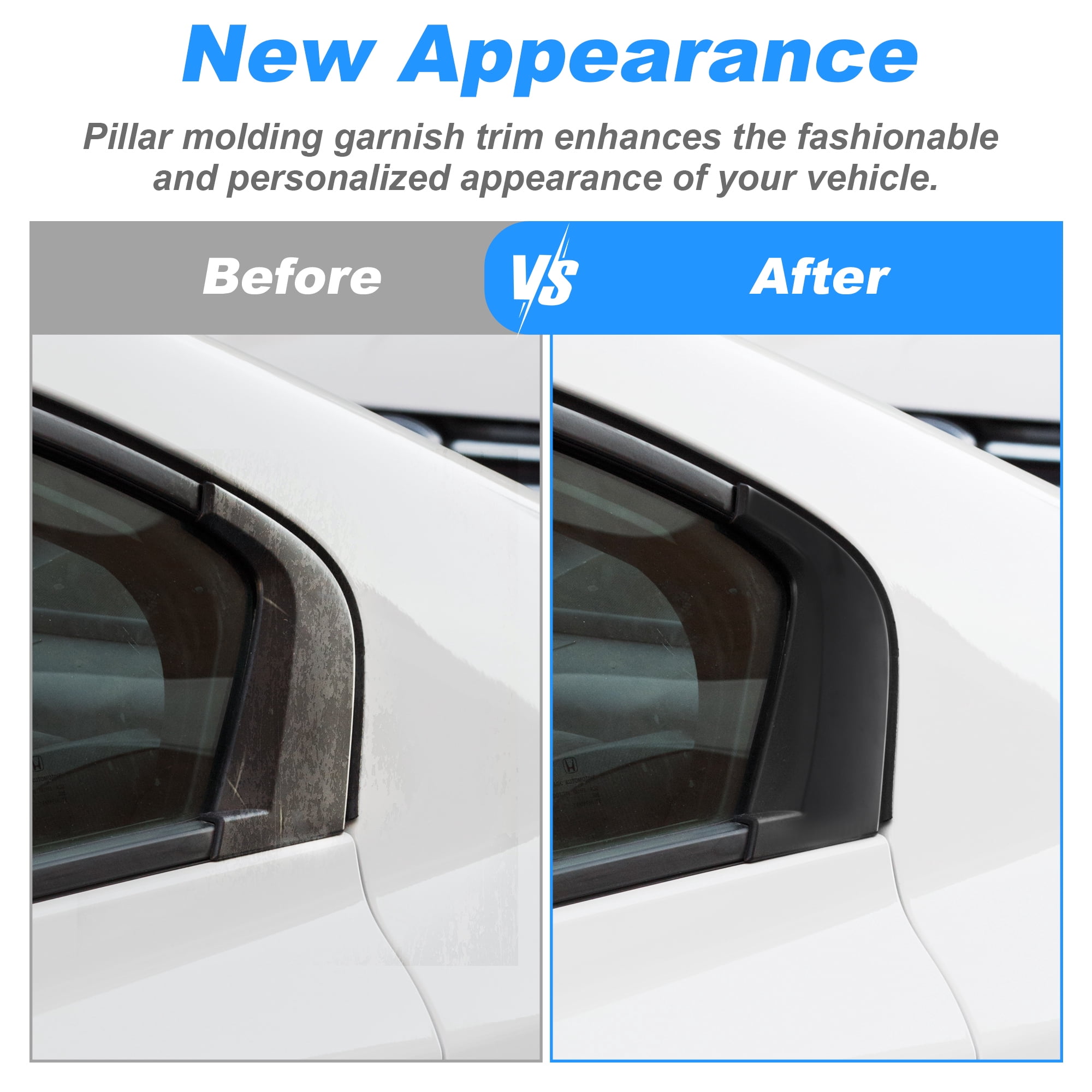 Unique Bargains Rear Left Right C Pillar Mould Trim for Honda Civic 2012-2015 Black