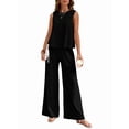 thumbnail image 2 of Women'S Summer 2 Piece Outfits Sleeveless Top Wide Leg Pants Lounge Beach Travel Sets Black XL, 2 of 9