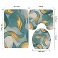 thumbnail image 3 of Teal Gold Wave Marble Pattern Bathroom Rugs Sets 3 Piece,Toilet Cover Set,Absorbent Non Slip Bathroom Mats Sets with U-Shaped Contour Rug Toilet Rug Set, 3 of 5