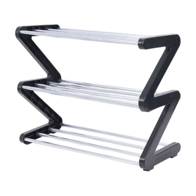 A1 Industrial Z Shaped Shoe Rack Multi Tier Metal Frame Storage System Heavy Duty Entryway Organizer Compact Design For Home Office Use #l3K4z