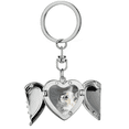 thumbnail image 1 of White Pet Cat Animal Profile Cute Stare Heart Angel Wing Key Chain Holder, 1 of 3