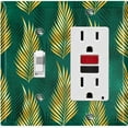 thumbnail image 1 of Metal Light Switch Plate Cover Tropical Jungle Palm Leaves Yellow Green JGL003, 1 of 13