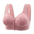 thumbnail image 2 of VISALY Push Up Bra Front Closure Bras Bras Push Up Wireless Solid Color Underwear Adjustable Breathable Comfort Support Anti Drop Bra Wireless Bras Bralettes For Women Plus Size Bras For Women Pink L, 2 of 9