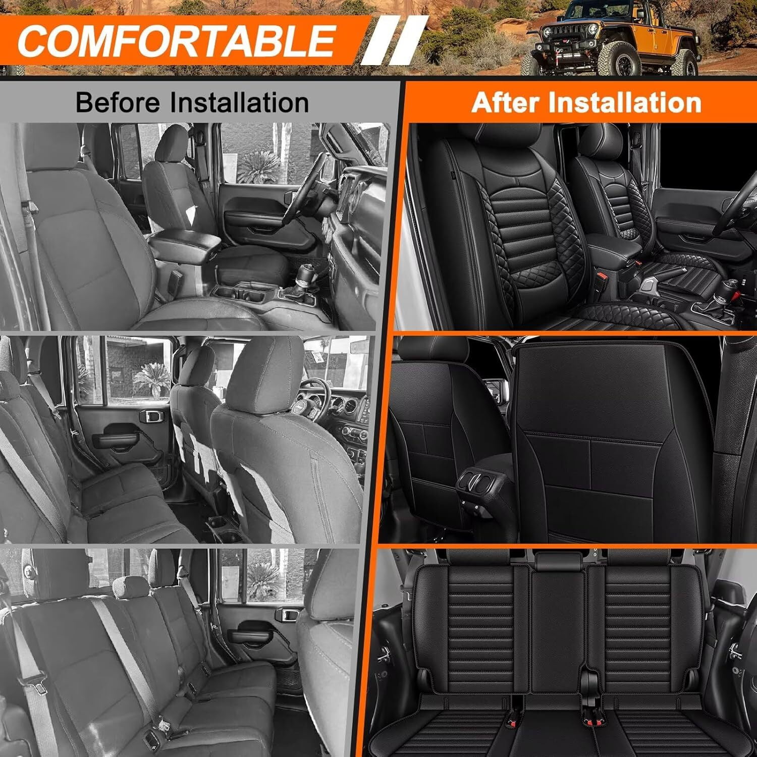 DIKSOAKR Seat Covers Full Set Custom Fit for Jeep Gladiator 2020 2021 2022 2023 2024 2025 2026 Breathable Waterproof PU Leather 5-Seat Protector