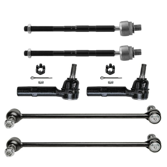 Detroit Axle - Front 6pc Tie Rods Kit for Buick Enclave Chevy Traverse GMC Acadia Limited Saturn Outlook, 4 Suspension Outer & Inner Tie Rod Ends 2 Sway Bar Links Replacement