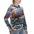 thumbnail image 2 of Yiaed Psychedelic Shark Artwork Print Womens Casual Hoodies Crew Neck Long Sleeve Sweatshirts With Pocket Pullover Tops Women's Hooded Sweatshirt-Large, 2 of 5