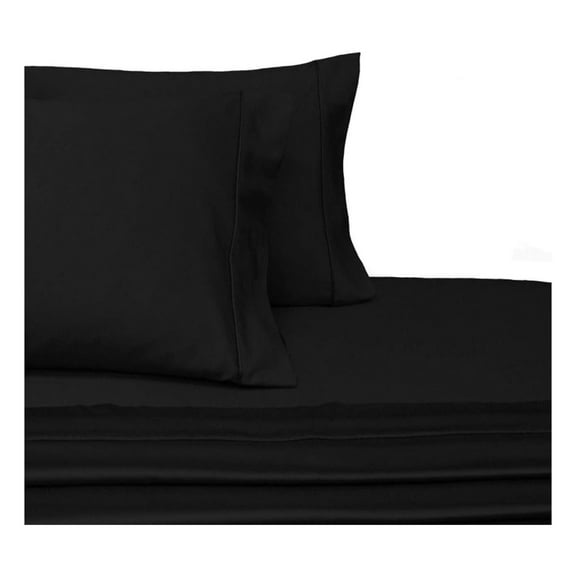 Queen Size Sheets, Black, 100% Cotton Sheets, Deep Pocket, Cool Cotton Sateen, Smooth Solid Pattern Weaved Bed Sheets
