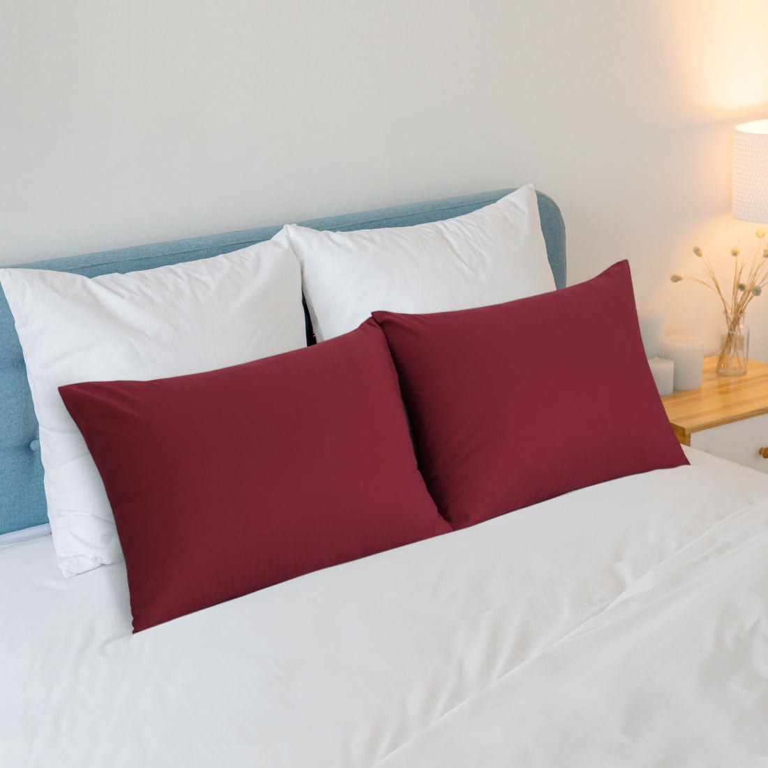 Unique Bargains 2-Piece Soft Microfiber Pillowcases, Standard, Burgundy