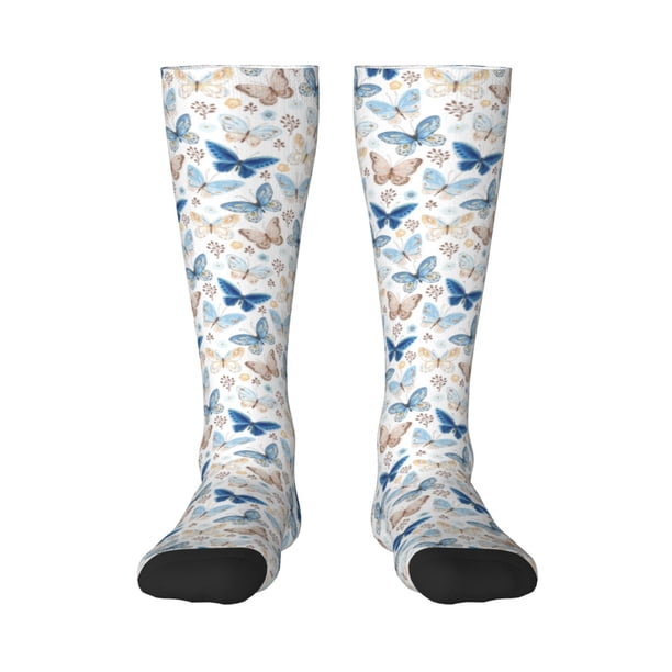 Fotbe Butterfly Calcetas Divertidas Estampadas para Hombre y Mujer, Calcetas de Algodón hasta la Rodilla para Caminar, Correr, Enfermería y Embarazo