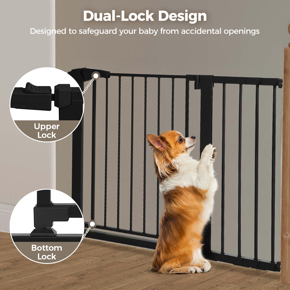 Caveen Extra Wide Safety Baby Gate, 29.5-43.3 in, Black photo 2