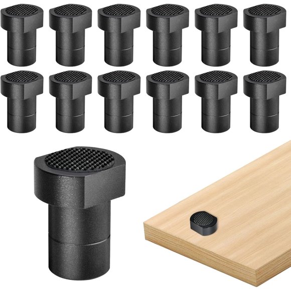 12 Pack 3/4" Aluminum Alloy Bench Dogs, 19mm Bench Dog Bench Brake with Non-Slip Pads, Workbench Accessories Workbench Dogs Stops for MFT Tables or DIY Projects