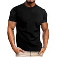 thumbnail image 2 of Homenesgenics Mens Shirts Men Tops T Shirts for Man Man Solid-Color Casual Elastic Sports Short Sleeve Round-Neck Top Black S, 2 of 6
