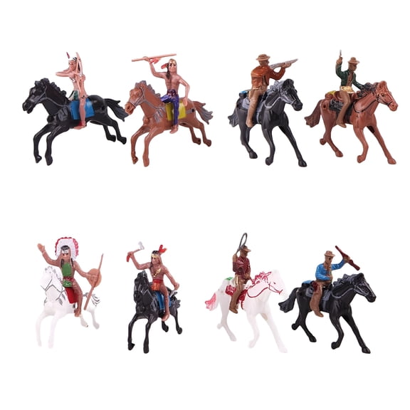 ACDANC Set of 8 Western Cowboy Figures Horse Riding Playset Indian Model Action Figures