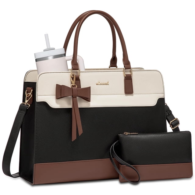 Bolso de mano para portátil LOVEVOOK para mujer, de piel, impermeable