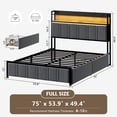 thumbnail image 3 of GUNAITO Full Bed Frame with Storage Headboard, 2 Drawers Platform Upholstered LED Bed Frame with USB Ports & Outlets Gray, 3 of 9