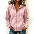 thumbnail image 2 of QIYAGBSA Hoodies for Women Zip Up Hooded Sweatshirt with Chest Pocket and Kangaroo Pocket Ribbed Cuffs Casual Sportswear (Pink, XL), 2 of 9