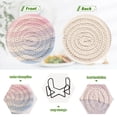 thumbnail image 4 of Yayeee 6 PCS Drink Coasters with Holder Set Woven Absorbent Round Tabletop Hot Pad, Light Blue Gradient, 4 of 7