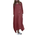 thumbnail image 4 of Ashirexll Long Sleeve Maxi Dress, Womens Fall Dresses, Ladies Plus Size Casual Round Neck Long Sleeve Dresses Solid Color Linen Long Dress, 4 of 6