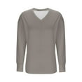 thumbnail image 4 of qolati Oversized Pullover Tops for Women Side Slit Workout Gym Sweatshirts V Neck Long Sleeve T Shirts Casual Basic Tees Plus Size Clothes for Women Gray XXXXXL, 4 of 5