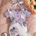 thumbnail image 5 of Qopobobo Infant Clothes Newborn Baby Girl Summer Clothes Daisy Flying Sleeve Jumpsuit Romper Ruffle Infant Outfit Purple,3-6 Months, 5 of 9