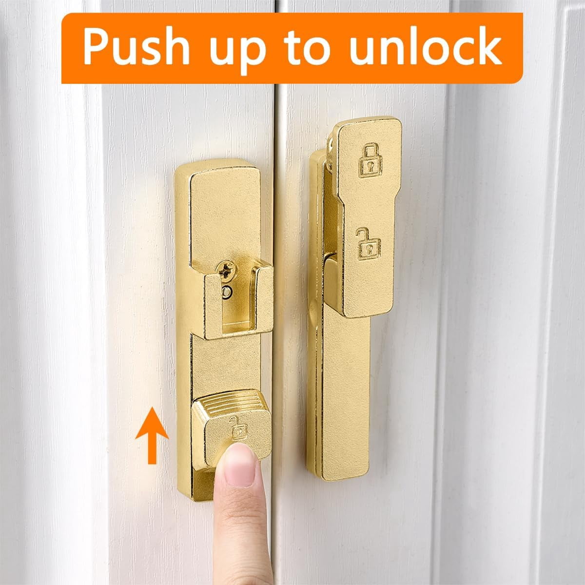 JJEAN-2 Packs Gold 180 Degree Barn Door Lock,Flip Gate Latches Hardware,Zinc Alloy Door Lock,Protect Privacy,for Barn Door,Cabinets,Windows,Garden,Bathroom