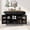 Black#4, variant on Kitchen Carts, Kitchen Cart with Rubber wood Drop-Leaf Countertop ,Cabinet door internal storage racks,Kitchen Island on 5 Wheels with Storage Cabinet and 3 Drawers for Dinning Room, Black