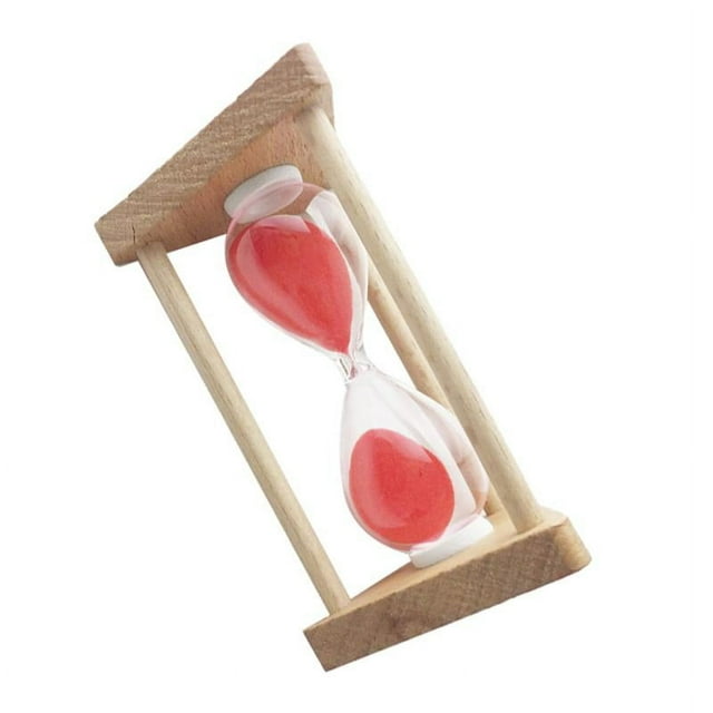 Reloj de arena de madera rojo/azul de 9 cm de altura con función de 1/3/5/10 minutos, 30/90 segundos.