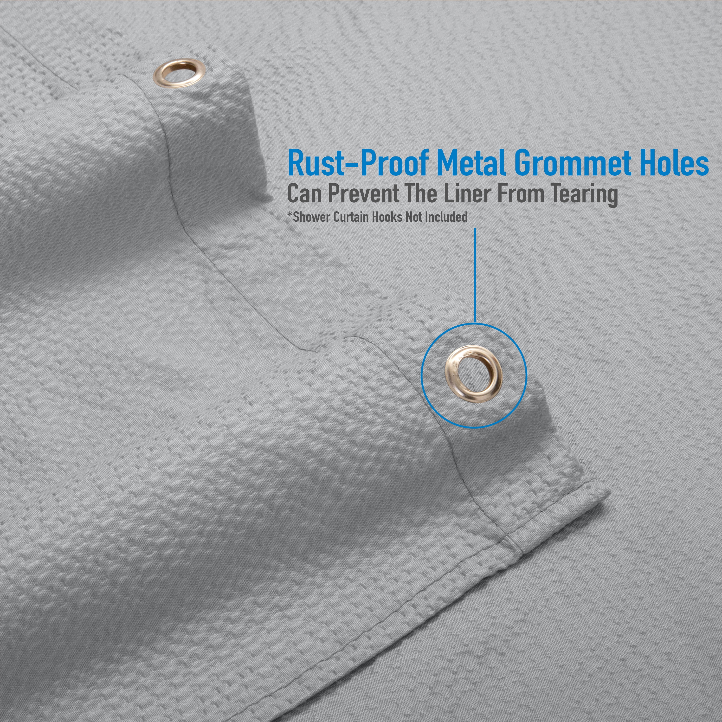 Bath Bliss Microfiber Soft Touch Seersucker Design Shower Curtain Liner Silver
