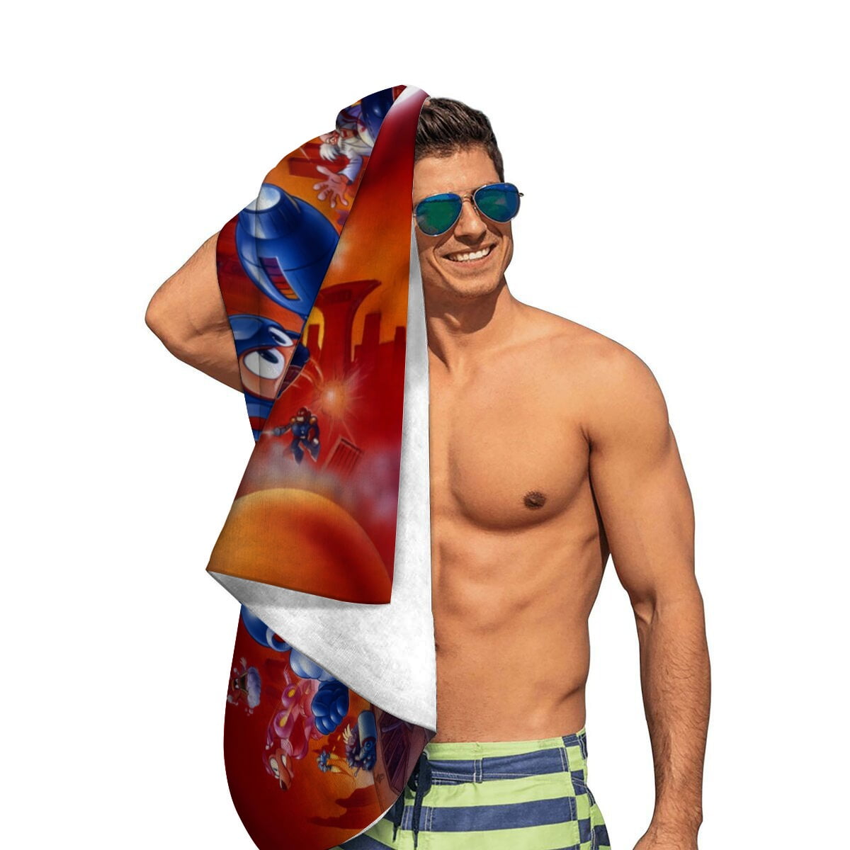 megaman Gifts Beach Towel for Women Girl Birthday Inspired Fan Bath Outdoor Music Lover