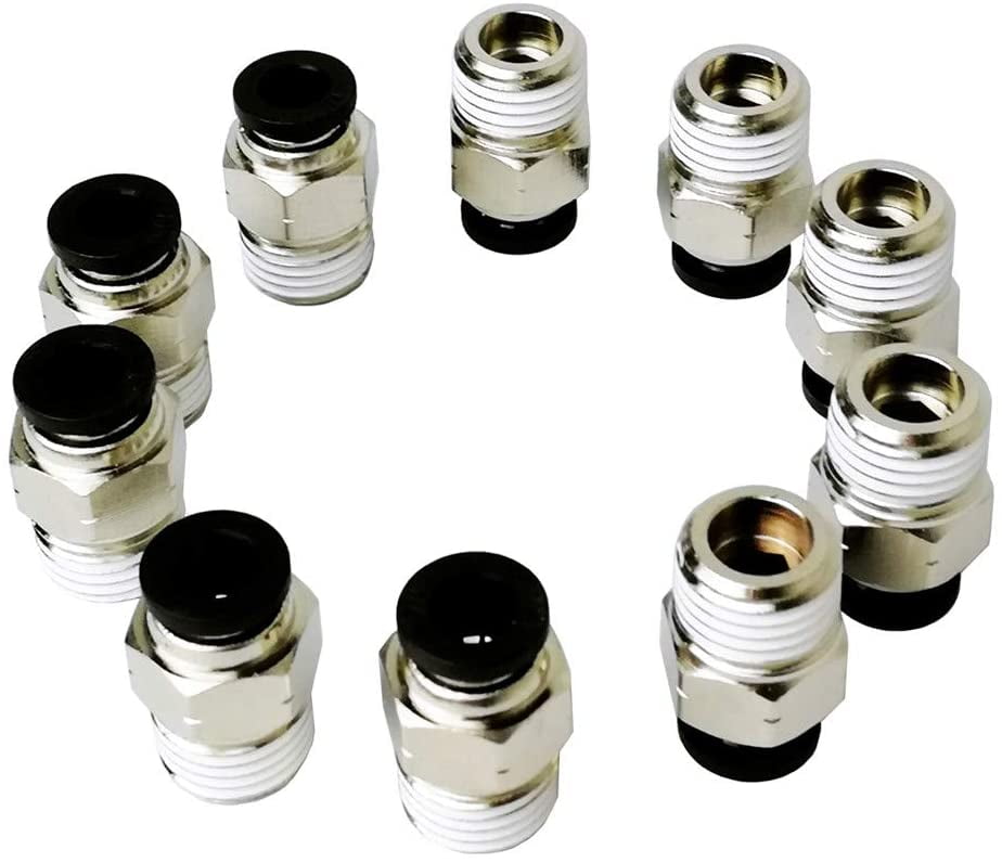 Push to Connect Tube Fitting Air Fittings Straight Push Quick Release Connectors Tube Quick Connect Fittings Male Straight 1/4 Tube OD x 1/4 NPT Thread,10Pack 