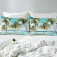 thumbnail image 3 of Erosebridal Tropical Beach Comforter Cover Queen, Ocean Wave Palm Tree Bedding Queen Size Ultra Soft 3 Pieces (No Comforter), 3 of 7