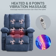 JONPONY Power Lift Recliner Chair Recliners for Elderly with Heat and Massage Recliner Chair for Living Room with Infinite Position and Side Pocket,USB Charge Port,Blue