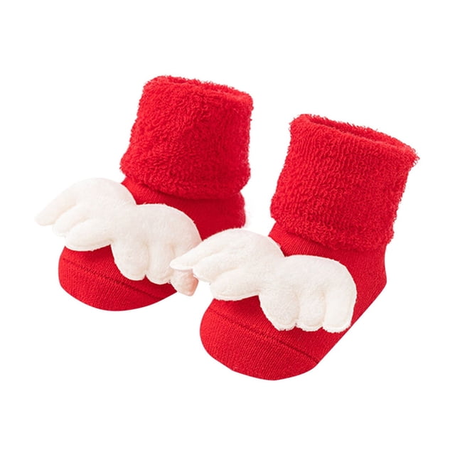Cute Unisex Baby Socks Cartoon Bear Spring Fall Non Slip Socks Infant Long Knitting Socks 0-3 Years Baby Walking Socks Red