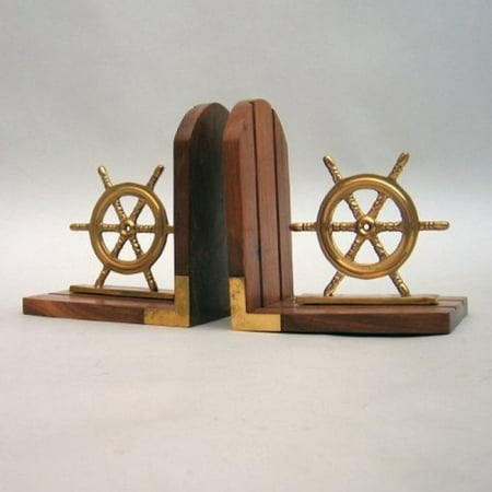 India Overseas Trading BR48656 - Book End Pair, Ship Wheel Wooden (Best Way To Ship Overseas)
