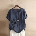 thumbnail image 2 of Blouses pour Femmes, T-Shirt à Boutons Imprimé Décontracté Mode d'Été pour Femmes à Col Rond et Manches Courtes, 2 of 3