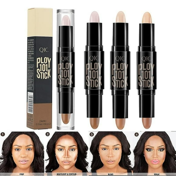 3pcs Dual-ended Highlight Contour Stick Make Up Concealer Kit For 3d Face Shaping Body Shaping Make Up