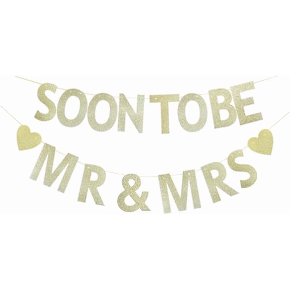Soon To Be Mr & Mrs Banner, Vintage Paper Sign For Bridal Shower/Wedding Engagement Party Bunting Decorations