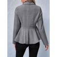thumbnail image 4 of Blazer Elegante para Mujer, para Oficina, Trabajo, Negocios, Chaqueta con Dobladillo Peplum, Abrigos de Abiertos Al Frente Gris S, 4 of 9