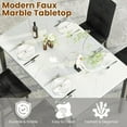 thumbnail image 4 of LinkRomat Dining Table Set for 4, Modern Faux Marble Tabletop and 4 PU Leather Upholstered Chairs, Kitchen Table and Chairs for Dining Room Breakfast Nook, White, 4 of 8