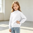 thumbnail image 4 of Lmnyox Sweaters for Kids Loose Solid Color Mock Neck Long Sleeve Knit Pullover Classic Winter Warm Sweaters, 4 of 9