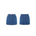 thumbnail image 2 of LMLYSoH Women Denim Skirts Solid Color Bodycon Jeans Skirts Summer Casual Mini Skirts Streetwear, 2 of 8