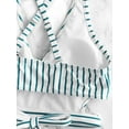thumbnail image 6 of ZAFUL for Women Swimsuit Floral Striped Crisscross Knot Tankini Swimsuit Greenish Blue XL, 6 of 7