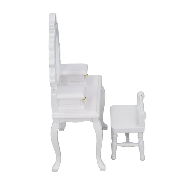 Meubles de Maison de Poupée, Table de Toilette de Maison de Poupée en Bois Moelleux Miniature Élégante Simulée pour Collectionneur pour la Maison Noir, Blanc, Rouge