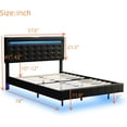 thumbnail image 4 of Full Size Floating Bed Frame with LED Lights and USB Charging,Modern Upholstered Platform LED Bed Frame,Black, 4 of 7