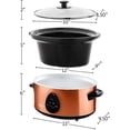 thumbnail image 6 of OVENTE Electric Slow Cooker with 3 Cooking Settings Non-Stick and Dishwasher Safe Stoneware, Stainless Steel Body, Glass Lid, 3.7 Qt Oval Pot for Entrees, Soups, Sauces, Stews & Dips, Copper SLO35ACO, 6 of 8