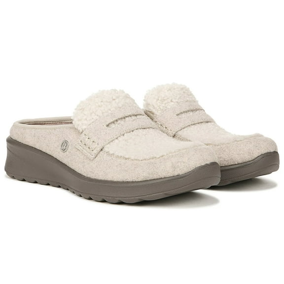 Bzees Womens Georgia Slip On Mule Beige Fleece 11M
