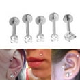 thumbnail image 2 of 1Pc Unisex Cubic Zirconia Labret Lip Ring Ear Stud Piercing Tragus Helix Jewelry, 2 of 8